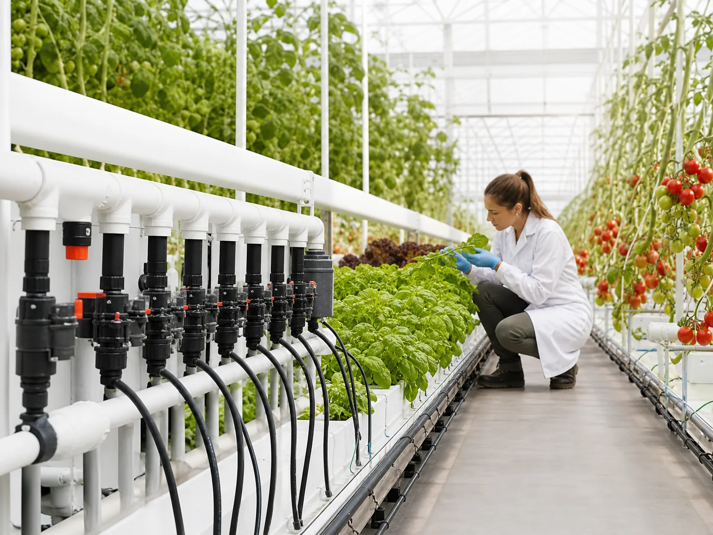 Fertirriego profesional en un cultivo protegido