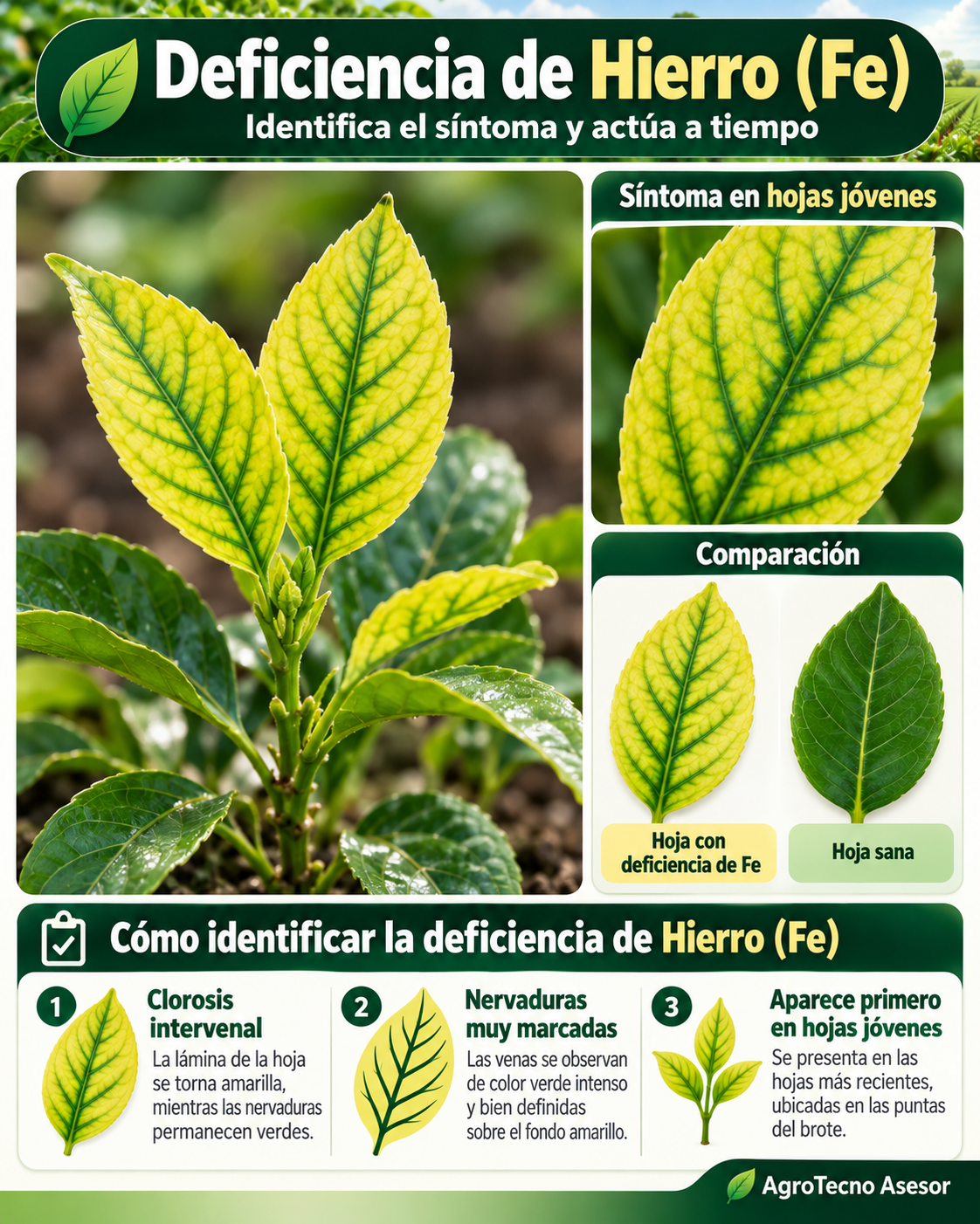 ¿Hoja amarilla? No apliques hierro todavía: aprende a diferenciar N, Mg, Fe, Mn y Zn