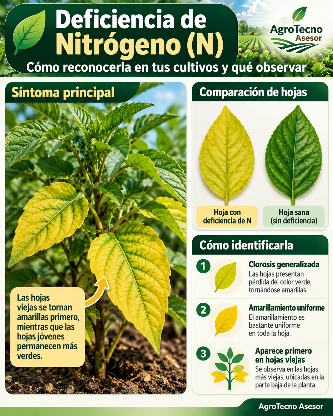¿Hoja amarilla? No apliques hierro todavía: aprende a diferenciar N, Mg, Fe, Mn y Zn